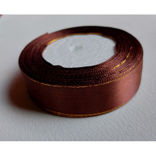 ОПТ Лента атласная с люрексом 2.5 см*25 ярдов цв. темно-коричневый